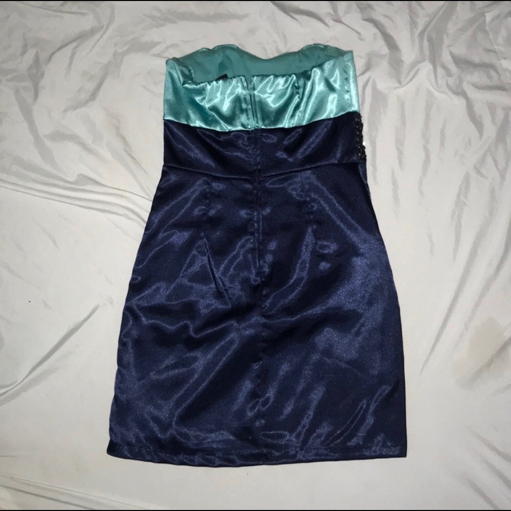 Teeze Me Blue & Aqua Elegant Satin Dress - Sz 11